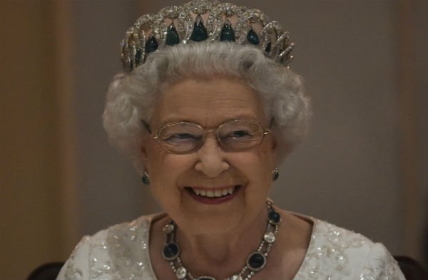 Queen Elizabeth II of Great Britain attends banquet at Corinthia Palace Hotel during state visit to Malta, and Commonwealth Heads of Government Meeting (26-28 November 2015)